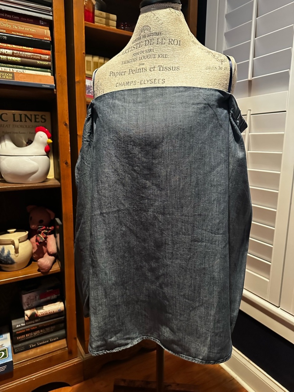 Chico's Blue Chambray Off-Shoulder Tunic